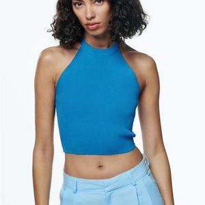 Zara blue halter crop top